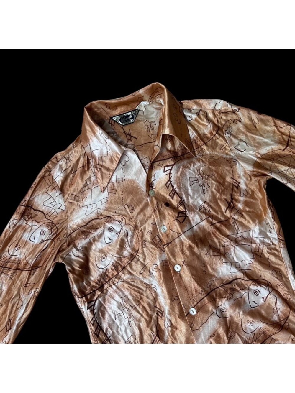 Vintage Disco Button Up Shirt Triumph Of California Boot Naked Lady 1970s Medium